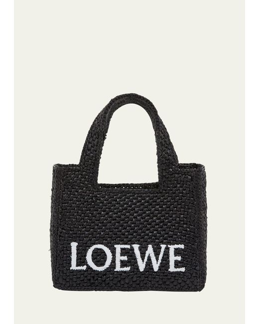 Loewe Black X Paula's Ibiza Font Logo Mini Tote Bag In Raffia