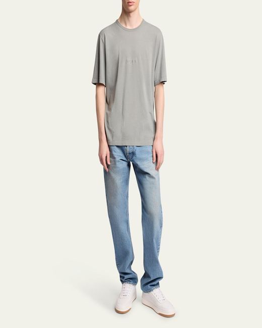 Saint Laurent Gray Basic Logo T-Shirt for men