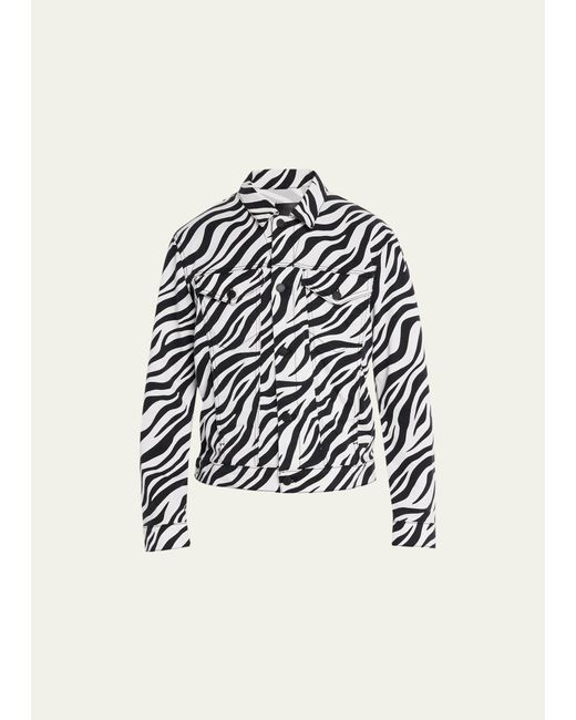Monfrere White Zebra-print Denim Jacket for men