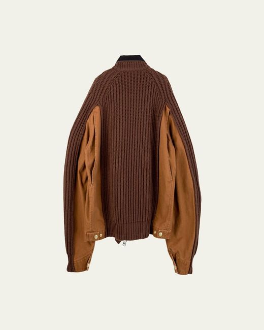 SACAI X CARHARTT WIP Washed Duck & Wool Knit Blouson Jacket in