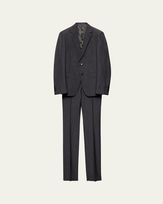 Prada Blue Mohair-Wool Solid Suit for men