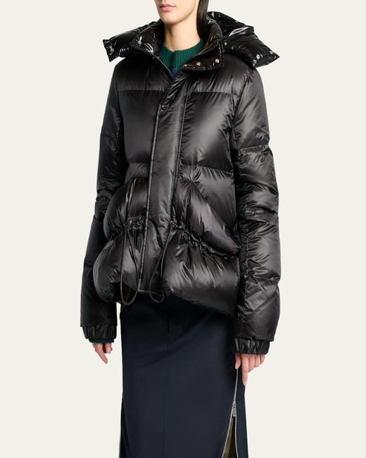 Sacai Black Puffer Jacket With Detachable Hood