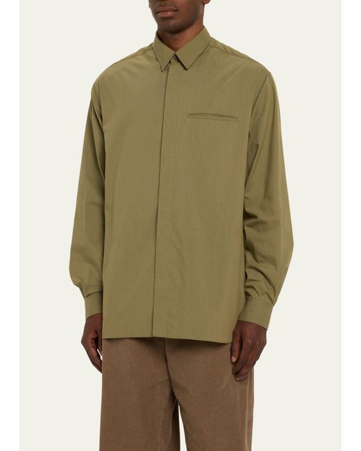The Row Green Fili Silk-poplin Shirt for men