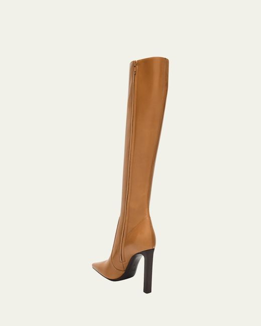 Saint Laurent Brown Francoise Smooth Leather Knee-High Boots