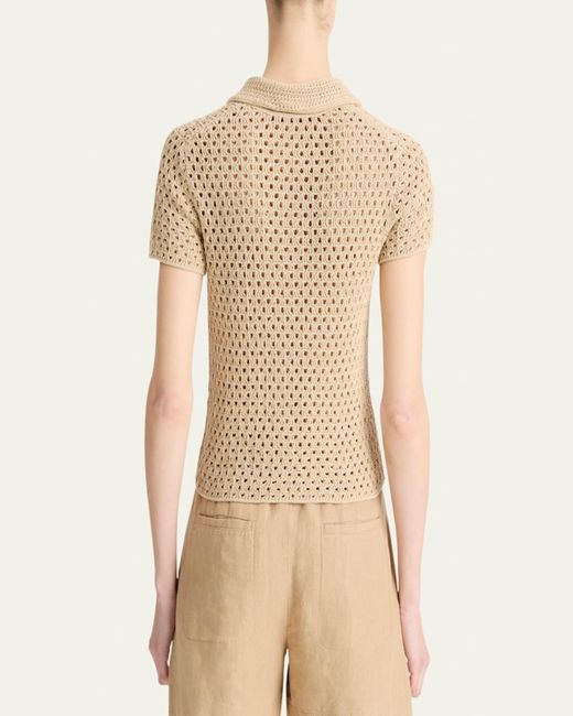 Vince Natural Short-Sleeve Macrame Top