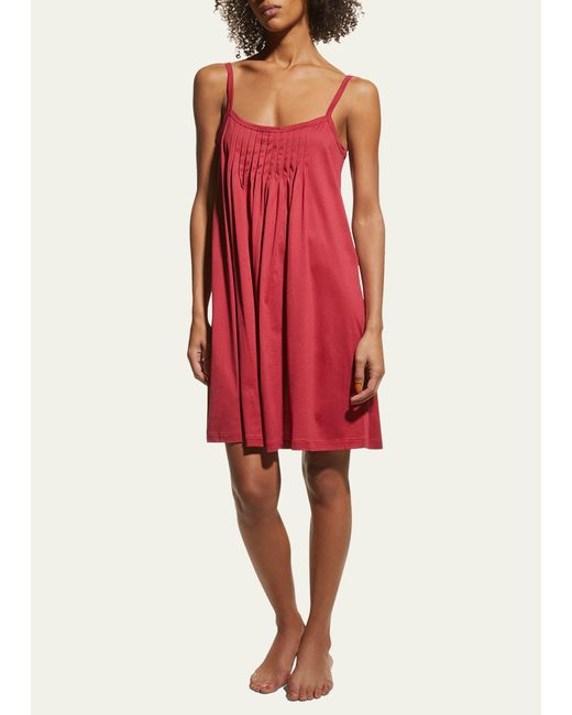 Hanro Juliet Pleated Chemise in Red