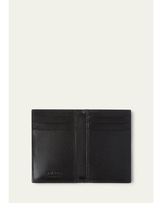 Prada Black Leather Bifold Card Holder for men