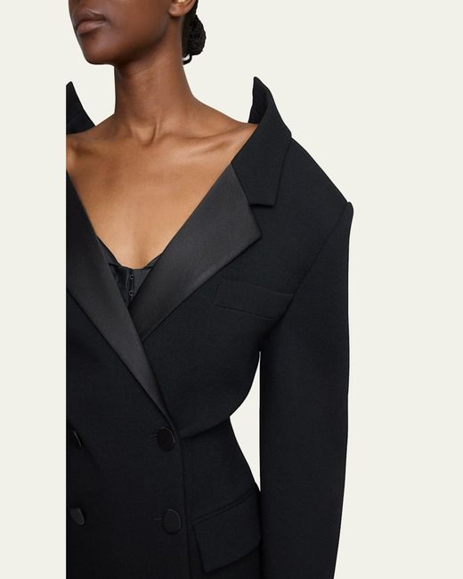 Givenchy Blue Off-The-Shoulder Double-Breasted Cocoon Jacket