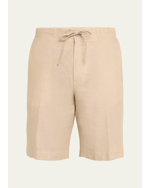 Loro Piana Natural Linen Drawstring Bermuda Shorts for men