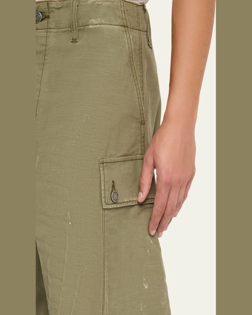 Cout de la Liberte Green Twill Barrel Leg Cargo Pants for men