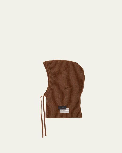 MM6 by Maison Martin Margiela Brown Drawstring Wool-Blend Knit Hood