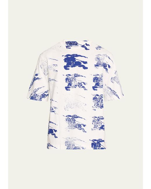 Burberry Blue Ekd Stamp-print Jersey T-shirt for men