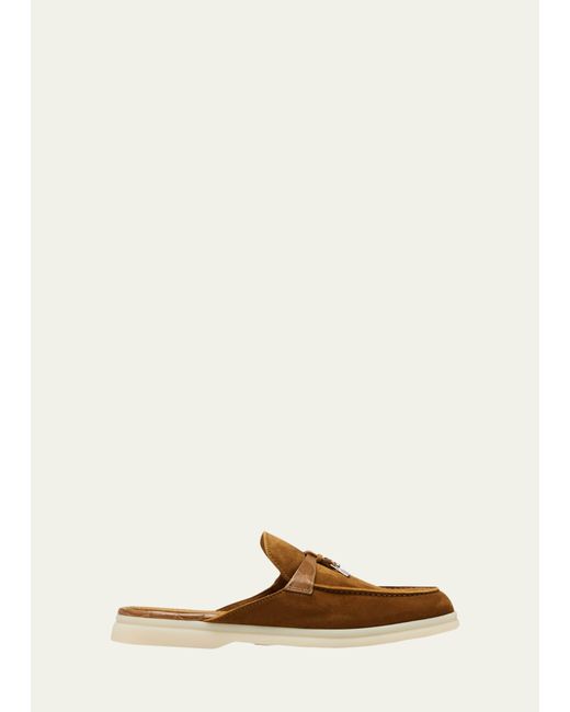 Loro Piana Natural Suede Charms Loafer Mules
