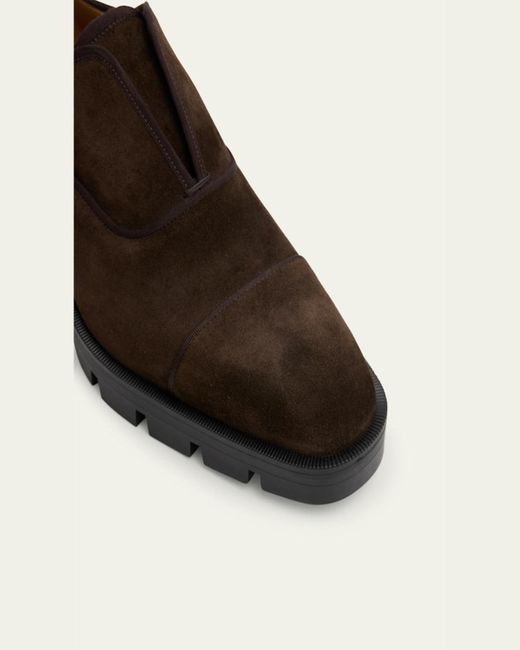 Christian Louboutin White Alpha Lion Suede Lug-Sole Slip-On Derby Shoes for men