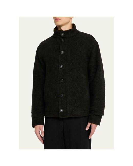 Massimo Alba Black Marcos Herringbone Virgin Wool Jacket for men