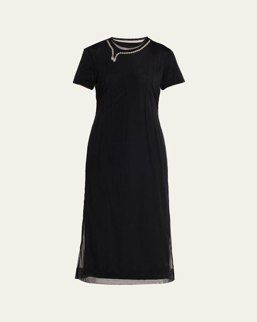 Simone Rocha Layered Liquid Cotton Midi T-Shirt Dress in Black | Lyst