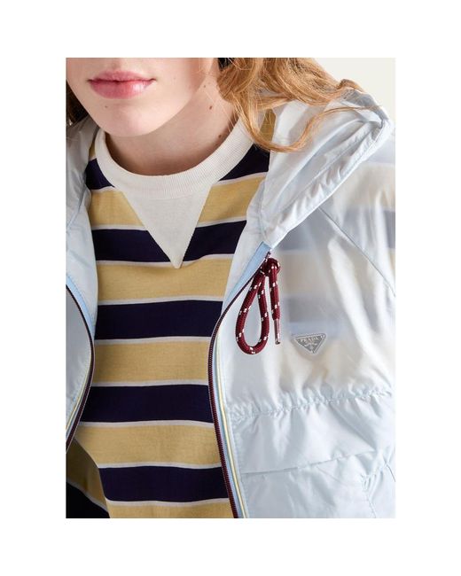 Prada Blue Cropped Re-Nylon Hooded Zip Jacket