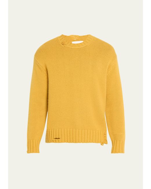 FRAME Yellow Destroyed Cashmere Sweater for men