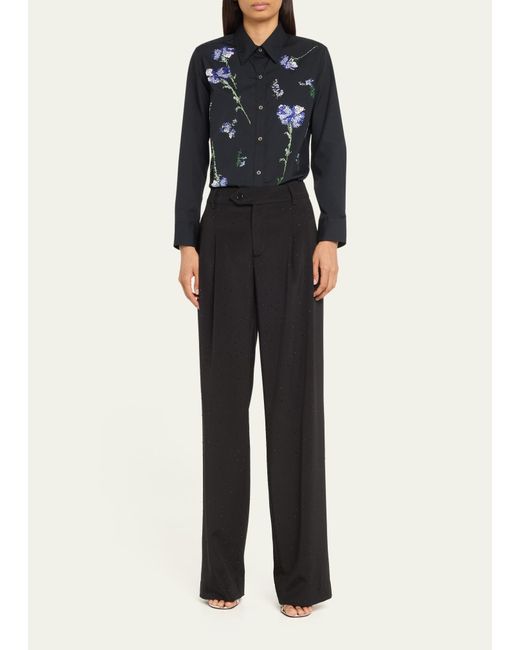 Libertine Cecil Beaton Button-front Shirt With Blue Carnation Crystal Detail
