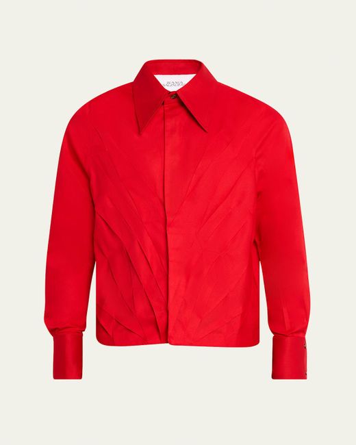 Bianca Saunders Red Multi-Pleat Poplin Blouson Jacket for men