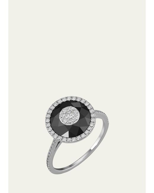 Bhansali Gray 18k White Gold 10mm Halo Ring W/ Diamonds
