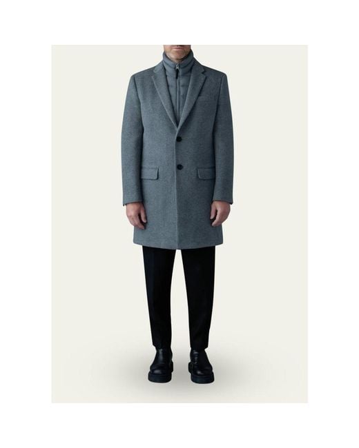 Mackage Blue Wool Topcoat With Removable Down Bib for men