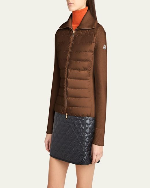 Moncler Brown Padded Wool Zip-Up Cardigan