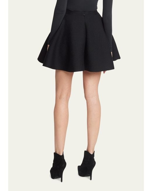 Alaïa Black Ribbed Wool Fit-flare Mini Skirt