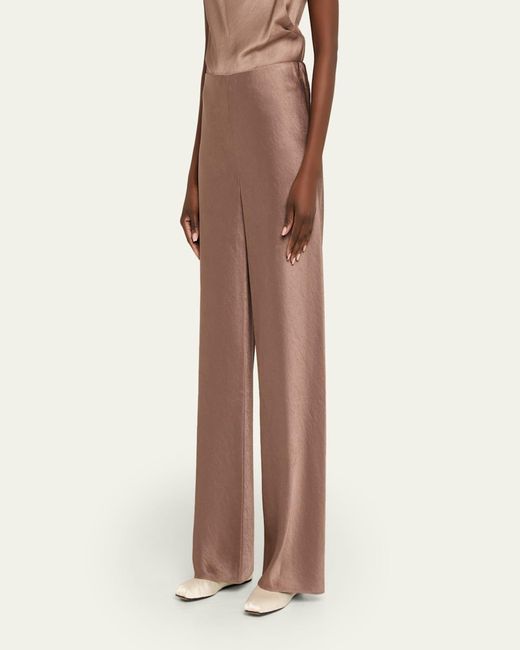 Vince Natural Fluid Bias-Cut Crushed Satin Pants