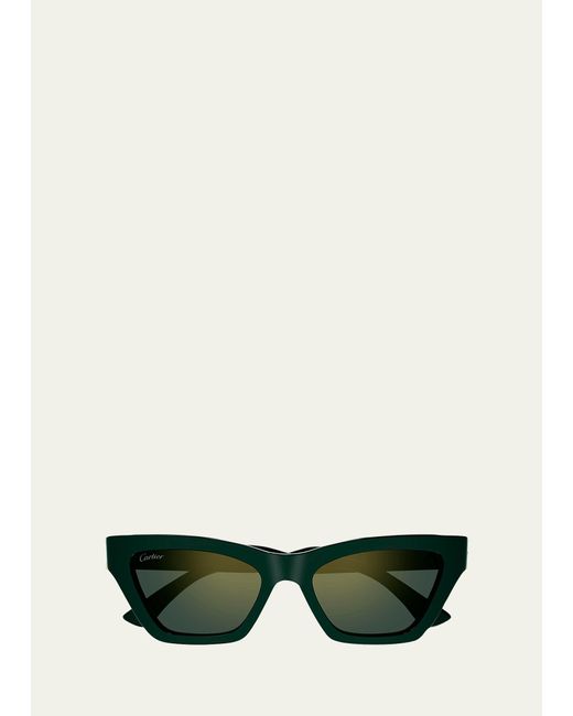 Cartier Green Logo Acetate Cat-eye Sunglasses