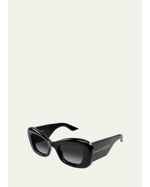 Alexander McQueen Black Chunky Logo Acetate Cat-eye Sunglasses