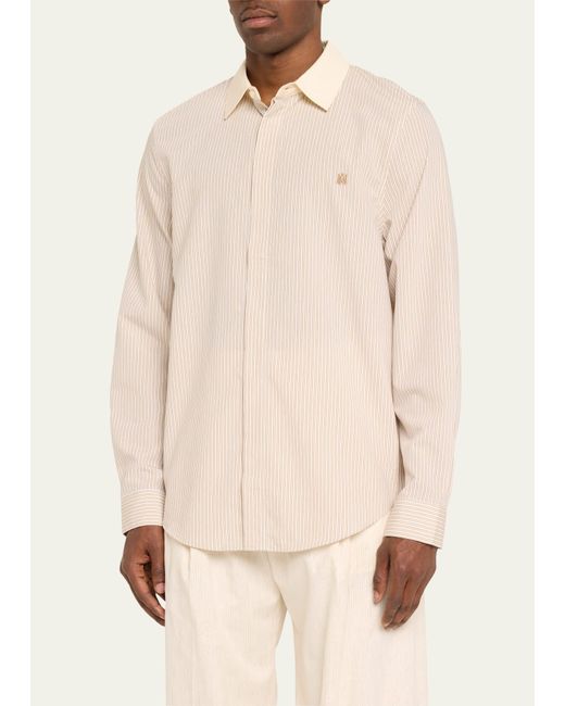 Amiri Natural Crowded Stripe Silk Sport Shirt for men