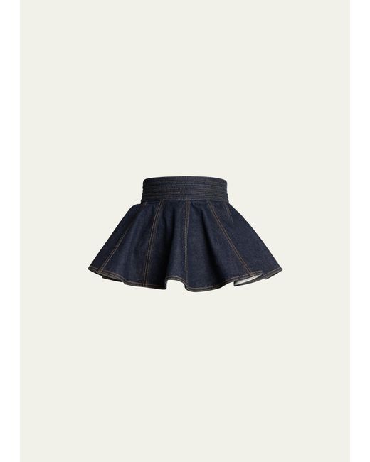 Alaïa Blue Denim Belt Skirt