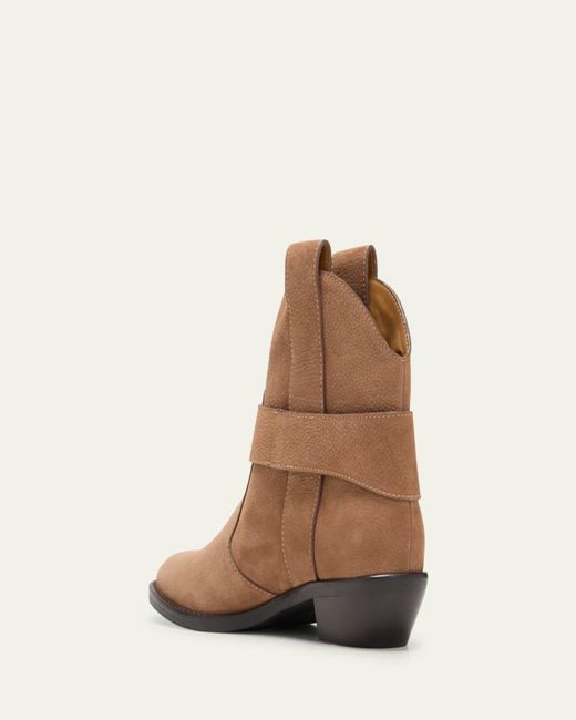 See By Chloé Brown Leather Ring Harness Ankle Booties