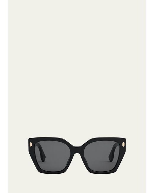 Fendi Black Logo Square Acetate Sunglasses