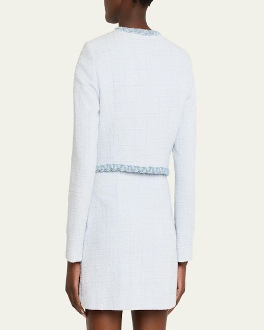 LoveShackFancy Blue Azula Tweed Jacket
