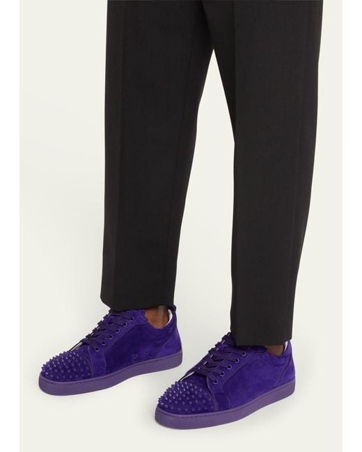 Christian Louboutin Purple Louis Junior Spikes Low-top Suede Sneakers for men