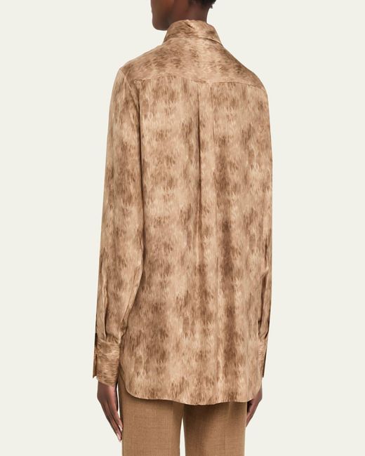 Kiton Natural Silk Long-Sleeve Shirt