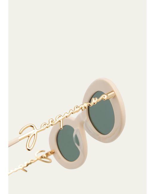 Jacquemus Green Les Lunettes Pralu Acetate & Metal Alloy Oval Sunglasses