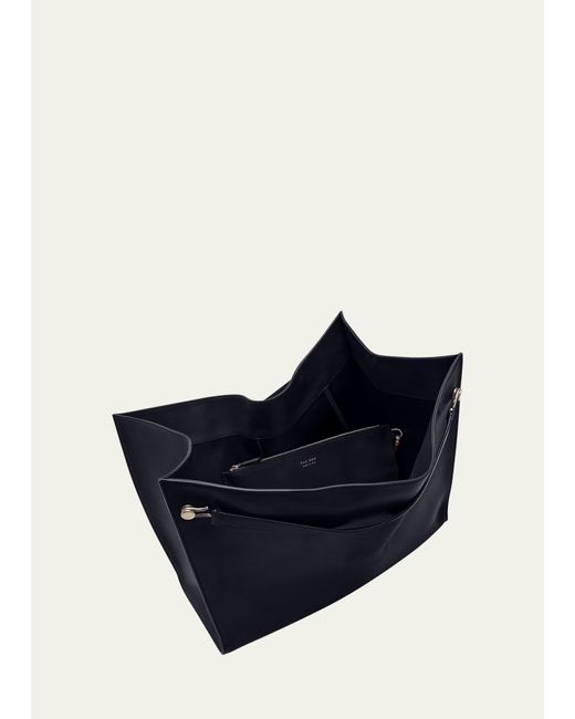 The Row Blue Alexia Tote Bag In Saddle Leather