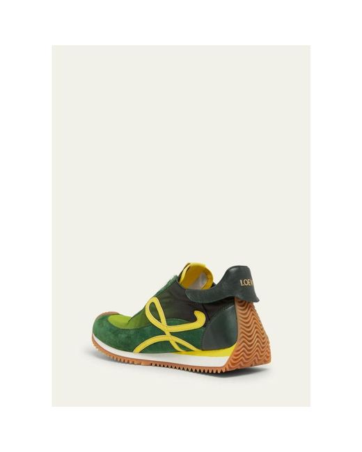 Loewe Green Flow Runner Suede And Leather Sneakers
