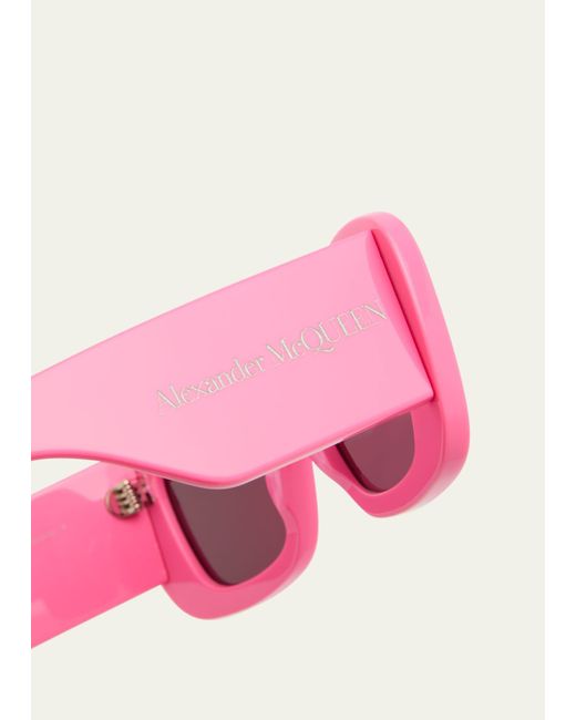 Alexander McQueen Pink Chunky Logo Acetate Cat-eye Sunglasses