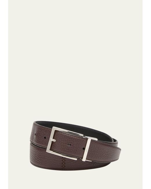 Brioni Multicolor Grained Leather Reversible Belt for men
