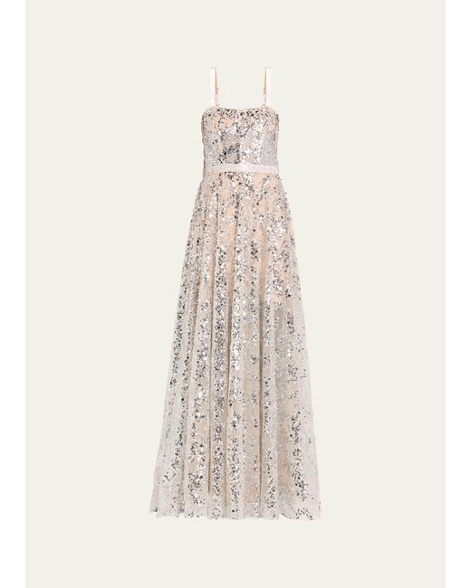 Bronx and Banco White Midnight Silver Sequin Gown