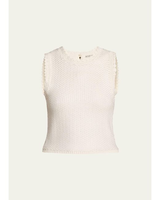 Alice + Olivia Natural Amity Open-knit Cropped Tank Top