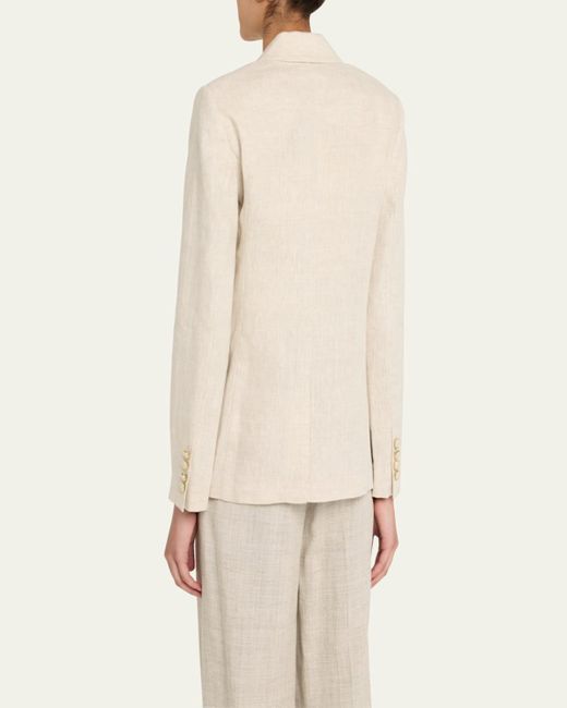 MILLY Natural Alexa Single-Button Linen Blend Blazer