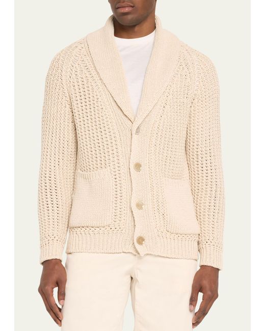 Brioni Natural Cotton-cashmere Knit Cardigan for men