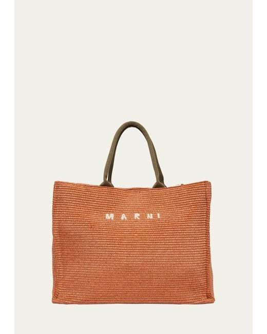 Marni Brown Large East-west Basket Tote Bag