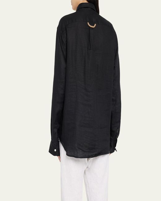 THE SALTING Blue Classic Linen Button-Front Shirt