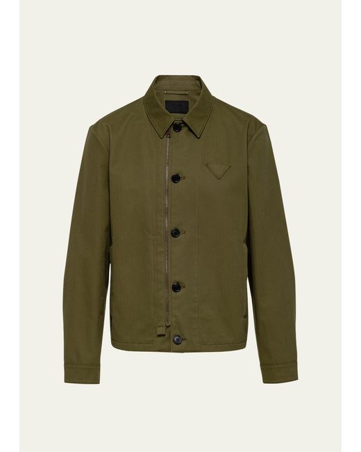 Prada Green Chevron Blouson Jacket for men